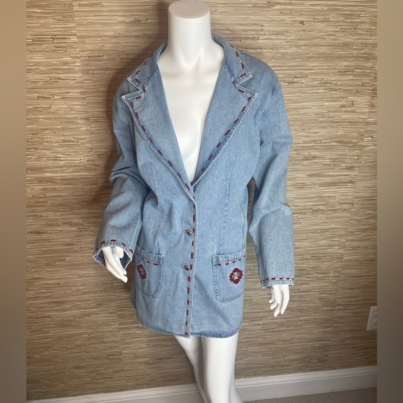 Vintage Aztec denim blazer - Picture 1 of 7